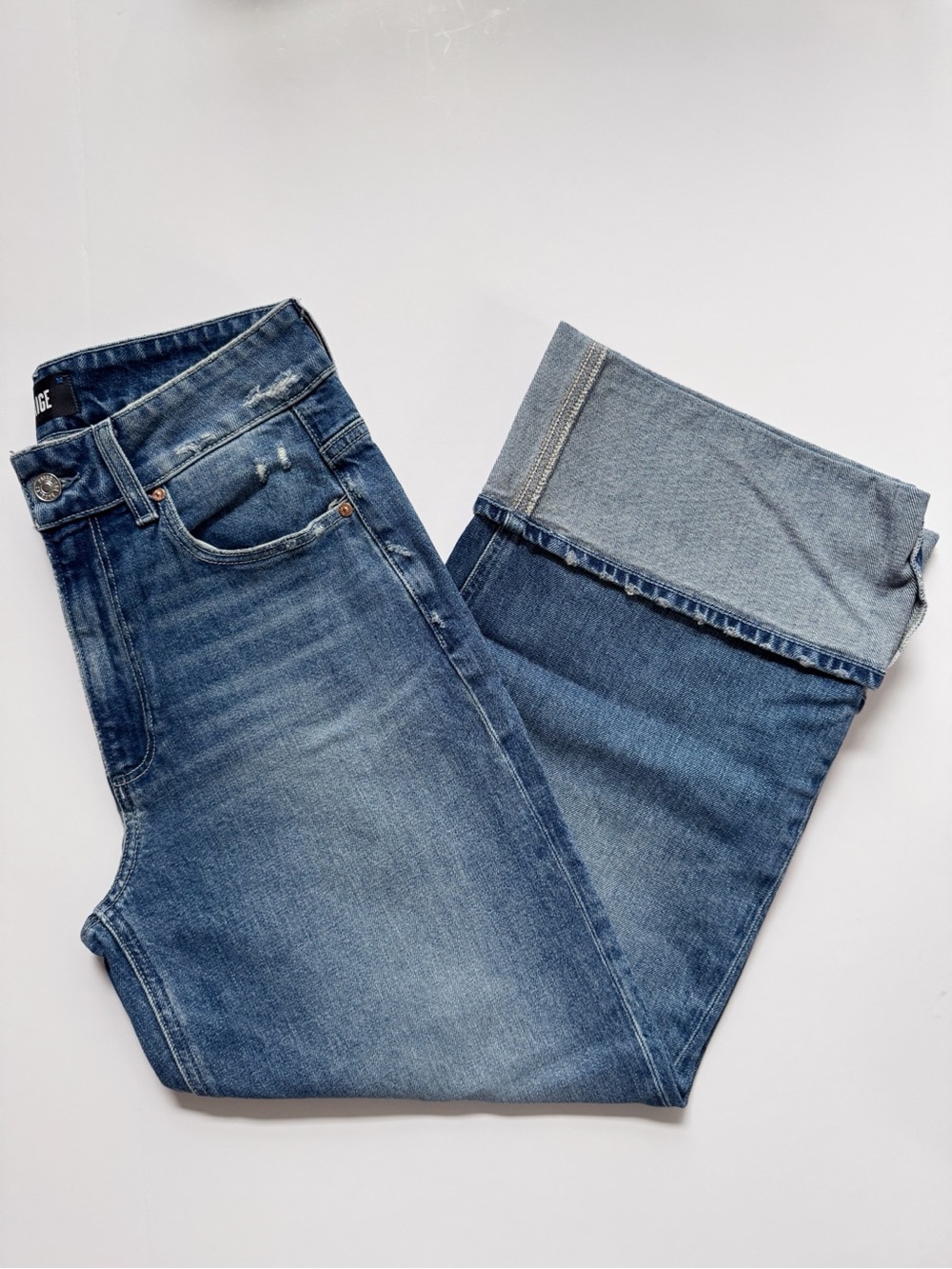 PAIGE Sasha Wide Cuff Ankle Jeans in Blue Note Distressed | 27 - Picture 6 of 13
